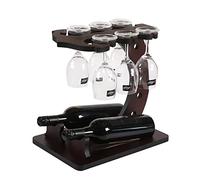 HCZKIUJY Portabottiglie da Vino Vintage di Alta qualità, espositore da Vino in Legno con 6 fori per appendere calici