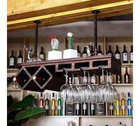 HCZKIUJY Portabottiglie in Legno con Cornice appesa a Testa in giù, soggiorno, semplice portabicchieri, decorazione da Bar, portabottiglie,F-80x28cm