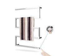 HCZKIUJY Toallero eléctrico de Acero Inoxidable, rieles para Toallas, toallero de Pared de Acero Inoxidable, termostato para baño, Color Negro (Silver-Hardwiring)