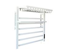 HCZKIUJY Toallero eléctrico Inteligente para baño, Calentador de Toallas, tendedero calefactable para el hogar, Estante de Almacenamiento sin Perforaciones