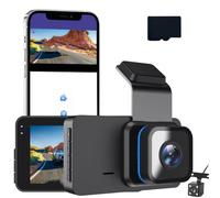 HD Dash CAM with WiFi & GPS, 4K Dual Front/Rear Recording, Built-in GPSTracking & Night Vision, 24/7 Parking Mode with Motion Detection, Includes 32GB SD Card (HD+WiFi+GPS)