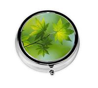 HD Green NatureBox - Organizador de medicamentos de 3 compartimentos, bonito estuche redondo para bolso y bolsillo, pastillero de viaje, organizador de medicamentos de metal, vitaminas, aceite de