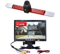 HD IP68 - Luz de freno de 1280 píxeles para techo, visión trasera, cámara de doble lente con ángulo ajustable compatible con Fiat Ducato aus/Hella 2DA 343 106-201 (cámara + monitor de 7 pulgadas)