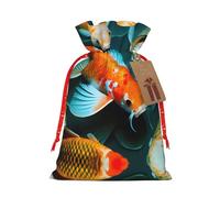 Hd Koi Fish Print Christmas Season Christmas Drawstring Gift Bags For Gifts Christmas Party Favors