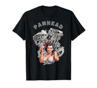 HD Panhead Vieja Escuela Pinup Hot Rod Rockabilly Biker Retro Camiseta