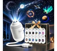 Hd Smart Dynamic 5d Holographic Night Light Projector,2-In-1 Galaxy Projector Night Light,360 Mini USB Plug and Play Starry Lights with Films,For Bedroom Ceiling Wall Room Decor (12 Films, Mini-3030)