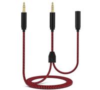 HD60 Chat Link - Adaptador de audio de repuesto, cable trenzado de nailon trenzado de 3,5 mm macho a macho, compatible con Elgato HD60 Series, PS5, PS4, Xbox One X/S, Switch, auriculares (rojo - negro