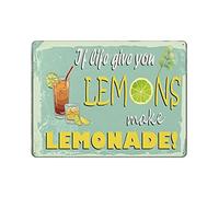 Hdadwy Cartel de metal con texto If Life gives You Lemons Make Lemonade de metal para decoración de pared, decoración de pared, cocina rural, hogar, garaje, 30,5 x 40,6 cm