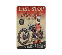 Hdadwy Cartel de metal con texto Last Stop Girl Sit on the Motor de metal para decoración de pared, decoración de casa, garaje, 30 x 20 cm