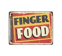 Hdadwy Letrero de metal con texto en inglés Finger Food Vintage Tin Poster Metal Sign Decoración de pared Country Kitchen Home Garage Decor 30,5 x 40,6 cm
