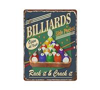 Hdadwy Letrero de metal para decoración de pared, diseño de billar abierto toda la noche, decoración de pared, estilo vintage, 40,6 x 30,5 cm