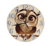 Hdadwy Lindo búho Reloj de Pared Redondo Silencioso Que no Hace tictac Funciona con Pilas Fácil de Leer para Estudiantes Oficina Escuela Hogar Reloj Decorativo Arte