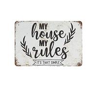 Hdadwy My House My Rules Cartel de chapa Placa de metal Arte colgante Pintura de hierro Retro Hogar Cocina Jardín Garaje Decoración de pared 8 "x 12"