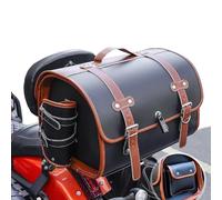 HDAJDWA Bolsa Trasera para Moto para Yamaha Star Venture 2018-2022, Bolsa para Asiento Trasero de Moto de Cuero PU Impermeable, 33L Gran Capacidad Alforja para Motocicleta,D Black+Brown