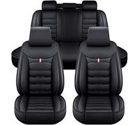 HDAJDWA Juego de Fundas para Asientos de Coche para Mercedes Benz GLA GLC GLC GLE GLE Ame GLK, Protectores de Asientos Delanteros y Traseros de Cuero PU, Funda de Asiento de 5 Plazas,A Black