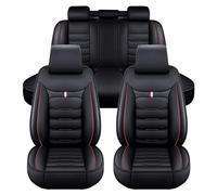 HDAJDWA Juego de Fundas para Asientos de Coche para Skoda Rapid 5Door liftback NH3 2012-2017, Funda Protectora para Asiento de 5 Plazas Antideslizante, Fundas de Asiento de Cuero,A Black+Red