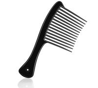 HDAJY Peine de dientes anchos, peine grande y grueso, peines de ducha para cabello lacio y rizado húmedo, dientes redondos, sin daños en el cabello, color negro