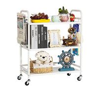 HDANI Carrito Cocina,Carro Auxiliar de Metálicos de 3 Niveles Cocina o Multiuso con Ruedas,para el hogar (Blanco, 60×30×75cm con Cesta)