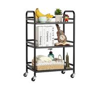 HDANI Carrito Cocina,Carro Auxiliar de Metálicos de 3 Niveles Cocina o Multiuso con Ruedas,para el hogar (Negro, 48×30×75cm)