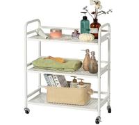 HDANI Carrito Cocina,Carro Auxiliar de Metálicos de 3 Niveles Cocina o Multiuso con Ruedas,para el hogar (Blanco, 60×30×75cm Malla)