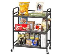 HDANI Carrito Cocina,Carro Auxiliar de Metálicos de 3 Niveles Cocina o Multiuso con Ruedas,para el hogar (Negro, 60×30×75cm Malla)