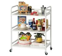 HDANI Carrito Cocina,Carro Auxiliar de Metálicos de 3 Niveles Cocina o Multiuso con Ruedas,Para el hogar,60×30×75cm,Blanco
