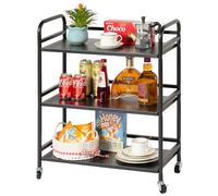 HDANI Carrito Cocina,Carro Auxiliar de Metálicos de 3 Niveles Cocina o Multiuso con Ruedas,Para el hogar,60×30×75cm,Negro