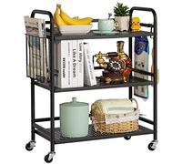 HDANI Carrito Cocina,Carro Auxiliar de Metálicos de 3 Niveles Cocina o Multiuso con Ruedas,para el hogar (Negro, 60×30×75cm Malla con Cesta)