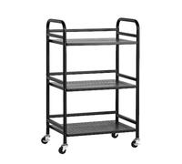 HDANI Carrito Cocina,Carro Auxiliar de Metálicos de 3 Niveles Cocina o Multiuso con Ruedas,para el hogar (Negro, 48×30×75cm Malla)