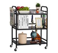 HDANI Carrito Cocina,Carro Auxiliar de Metálicos de 3 Niveles Cocina o Multiuso con Ruedas,para el hogar (Negro, 60×30×75cm con Cesta)