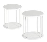 HDANI Taburete Redondo de Madera para niños y Adultos, peldaños pequeños, Antideslizante, para Cocina, baño, jardín y Dormitorio, 30 x 30 x 34 cm (Blanco, Set de 2)