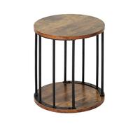 HDANI Taburete Redondo de Madera para niños y Adultos, peldaños pequeños, Antideslizante, para Cocina, baño, jardín y Dormitorio, 30 x 30 x 34 cm (MarrÓn RÚstico y Negro, 30×30×34cm)