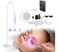 HDaspijh Luz UV Para Pegamento De PestañAs UV Fotopolimerizable, LáMpara De PestañAs UV Para Extensiones De PestañAs+Parche En El Ojo+Gafas+Interruptor De Pie, Pegamento Curado En 1-3 Segundos,White