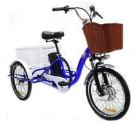 HDaspijh Triciclo Eléctrico De 20 Pulgadas para Adultos (7 Velocidades), Triciclo De Pedales, 3 Modos De ConduccióN, Bocina Y Luz Led, Ideal para Uso Diario, Compras Y Transporte De MercancíAs,Blue