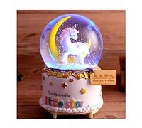 HDBCYUAZ Caja de Musica Caja de música la Bola Cristal Unicornio Navidad Automático Nieve Regalo cumpleaños Niñas(B)