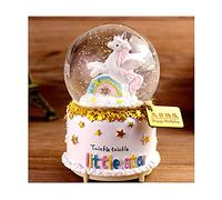 HDBCYUAZ Caja de Musica Caja de música la Bola Cristal Unicornio Navidad Automático Nieve Regalo cumpleaños Niñas(A)