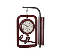 HDBCYUAZ De Doble Cara Reloj de Pared del Madera Silencio Metal Inicio Salón Dormitorio Reloj