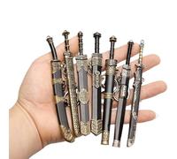 HDBHSBE 7pcs Mini Espada, 4.7 Llavero de Espada Antigua Llavero Chino aleación de Zinc Cadena de Llave Vieja patrón de decoración de la Vaina Modelo sin Cortes para Hombres Mujeres