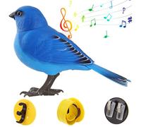HDBHSBE Canto eléctrico de Canto y chirrido de Juguetes para pájaros de Juguete Interactivo Motaje de pájaros y Sonido Robot de batería de activados para Regalos para niños, Juguetes Azules para niño