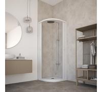 HDcasa Box Doccia Semicircolare a Soffietto Modello Roxana, Apertura Centrale Reversibile, Cabina Doccia Salvaspazio in PVC Made in Italy 80x80 cm