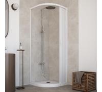 HDcasa Box Doccia Semicircolare a Soffietto Modello Roxana, Apertura Laterale Reversibile, Cabina Doccia Salvaspazio in PVC Made in Italy 90x90 cm