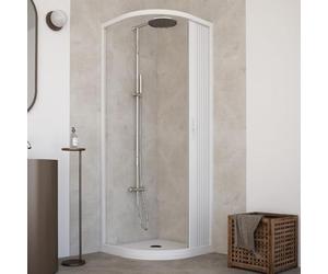 HDcasa Box Doccia Semicircolare a Soffietto Modello Roxana, Apertura Laterale Reversibile, Cabina Doccia Salvaspazio in PVC Made in Italy 80x80 cm