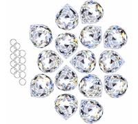 HDCRYSTALGIFTS 15 piezas de 30 mm de cristal transparente prisma prisma atrapasueños para colgar en la ventana, atrapasueños para ventanas interiores, candelabros de cristal, prismas, hogar, jardín