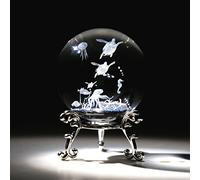 HDCRYSTALGIFTS Bola de Cristal grabada con Soporte, 60 mm, 3D, Grabado con láser, decoración de Vida Marina, pisapapeles (Transparente)
