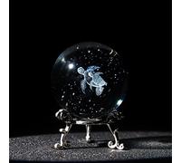 HDCRYSTALGIFTS Bola decorativa de cristal con estrella grabada con láser 3D con soporte de metal, esfera completa de cristal transparente de 60 mm, para decoración artística del hogar (mamá y bebé)