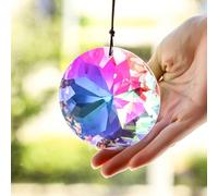 HDCRYSTALGIFTS Cristal atrapador de sol para colgar, 79 mm de tamaño, color AB facetado, prisma para ventana, gran arco iris, colgante de cristal para decoración de jardín y carillón de viento