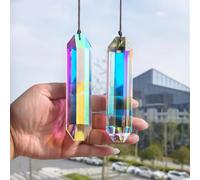 HDCRYSTALGIFTS Juego de 2 prismas de Cristal de 12,7 cm para Ventana Interior con Cristales hexagonales de Colores AB atrapasueños Arco Iris para Navidad o terraza