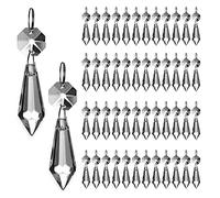 HDCRYSTALGIFTS Prismas de Cristal Transparentes para lámpara de araña, diseño de carámbano, Cuentas de Cristal para decoración de lámparas, Paquete de 50 (38 mm y Clips Circulares Plateados)