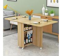 HDDNMLOH apsible Dining Table with Wheels and Storage Shelf Versatile Foldable Desk for Kitchen Office or Dining Room Extendable Drop Leaf Design for Space Saving Easy to Move and Store 6 Wheels for