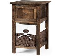 HDDNMLOH Bedroom Furniture, 2-Tiers Nightstand, Wooden Bedside Table with Drawers and Storage Basket, Living Room Bedroom Vintage Furniture Side Table